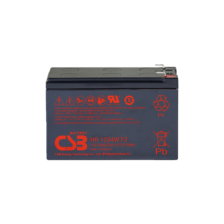 Batería 12V 9Ah CSB HR1234WF2 para UPS  Alta Tasa de Descarga F2
