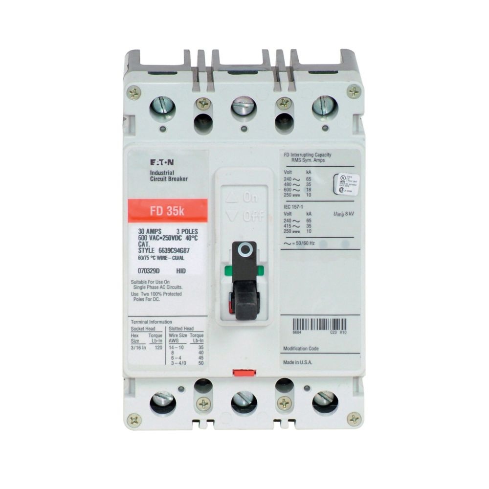 Interruptor Breaker 3X200A Termomagnético Eaton Cutler-Hammer FD3200L | 3 Polos 200A 600V Caja Moldeada